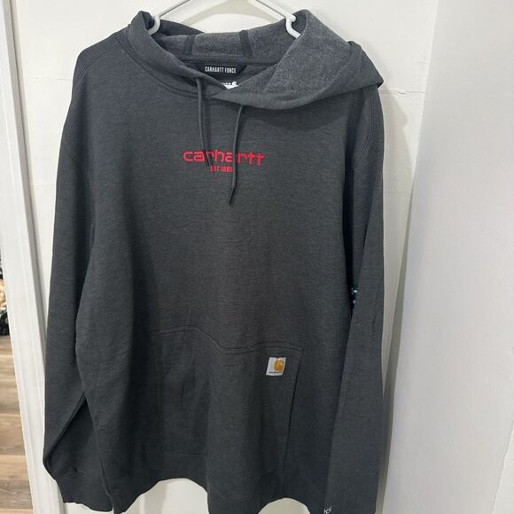 Carhartt Dark Gray Hoodie with Red Logo .Size XL NWT - Picture 1 of 8